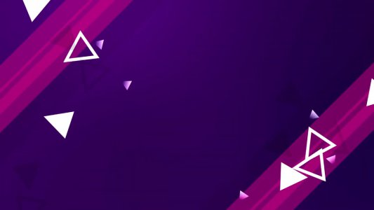 Intro animation with purple background and white triangles